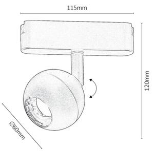 Rabalux 70119-LED Faretto per binario monofase LiTrack LED/5W/24V 4000K