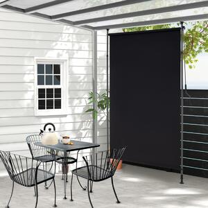 Costway Tenda parasole retrattile verticale per patio con regolabile in altezza, Tenda a rullo da esterno con manovella 150 cm