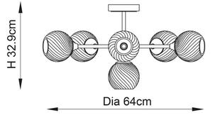 Endon 104050 - Lampadario a sospensione con supporto rigido ALLEGRA 6xE14/7W/230V cromo lucido/limpido