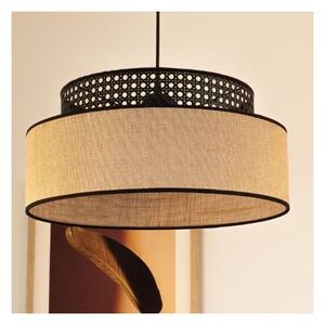Lampadario a sospensione con filo BOHO 1xE27/60W/230V diametro 40 cm nero/rattan
