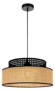Lampadario a sospensione con filo BOHO 1xE27/60W/230V diametro 40 cm nero/rattan