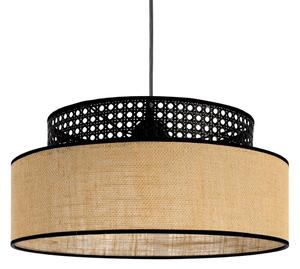 Lampadario a sospensione con filo BOHO 1xE27/60W/230V diametro 40 cm nero/rattan