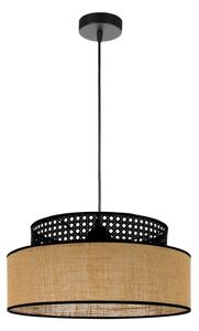 Lampadario a sospensione con filo BOHO 1xE27/60W/230V diametro 40 cm nero/rattan