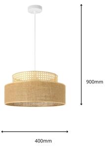 Lampadario a sospensione con filo BOHO 1xE27/60W/230V diametro 40 cm rattan