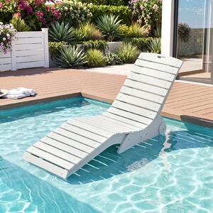 Costway Lettino prendisole da giardino con ruote impermeabile design ergonomico a curva a S, Lettino sdraio per spiaggia e piscina Bianco