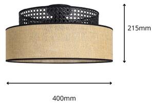 Plafoniera BOHO 1xE27/60W/230V diametro 40 cm nero/rattan