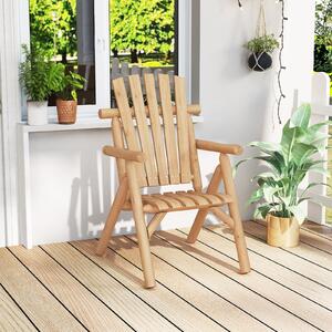 Costway Poltrona da esterno in legno con braccioli schienale alto e seduta a doghe portata 150 kg, Sedia da giardino singola Naturale