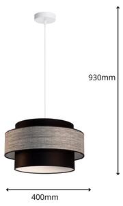 Lampadario a sospensione con filo GRACE 1xE27/60W/230V diametro 40 cm nero/grigio