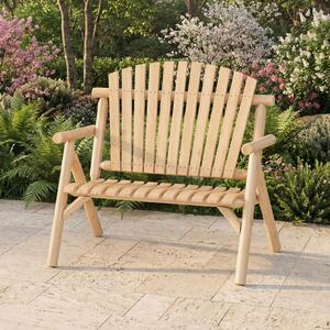 Costway Sedia da giardino 2 posti in legno con braccioli schienale alto e seduta a doghe portata 300 kg, Panca da giardino adirondack Naturale