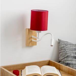 Brilagi-Applique a LED NUBILA WOOD 1xE27/25W/230V+LED/3W quercia/Pompeiana rosso