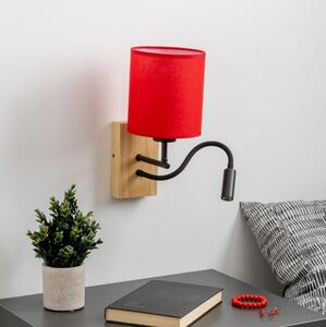 Brilagi - Applique a LED NUBILA WOOD 1xE27/25W/230V + LED/3W quercia/rosso