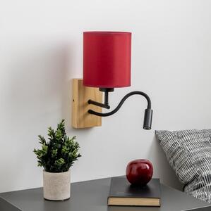Brilagi-Applique a LED NUBILA WOOD 1xE27/25W/230V+LED/3W quercia/Pompeiana rosso