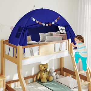 Costway Tenda castello letto matrimoniale 2 finestre bandiere pieghevole, Tenda gioco portatile privacy per bambini 3+ anni Navy