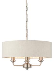Endon 94361 - Lampadario a sospensione con catena HIGHCLERE 3xE14/40W/230V beige/cromo opaco