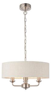 Endon 94361 - Lampadario a sospensione con catena HIGHCLERE 3xE14/40W/230V beige/cromo opaco