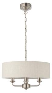 Endon 94361 - Lampadario a sospensione con catena HIGHCLERE 3xE14/40W/230V beige/cromo opaco