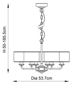 Endon 94381 - Lampadario a sospensione con catena HIGHCLERE 6xE14/28W/230V grigio/cromo lucido