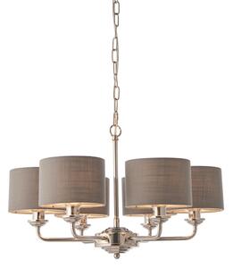 Endon 94381 - Lampadario a sospensione con catena HIGHCLERE 6xE14/28W/230V grigio/cromo lucido