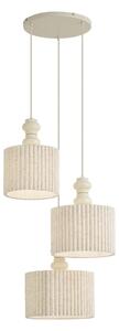 Lampada a sospensione Japandi beige con paralume in lino 3 luci - Fedde