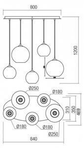 Redo 01-2080 - Lampadario a sospensione con filo BOWL 5xE27/42W/230V rame