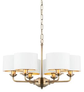 Endon 98936 - Lampadario a sospensione con catena HIGHCLERE 6xE14/28W/230V bianco/ottone