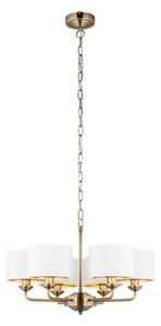 Endon 98936 - Lampadario a sospensione con catena HIGHCLERE 6xE14/28W/230V bianco/ottone