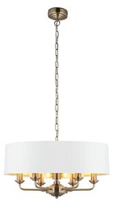 Endon 98933 - Lampadario a sospensione con catena HIGHCLERE 6xE14/40W/230V bianco/ottone