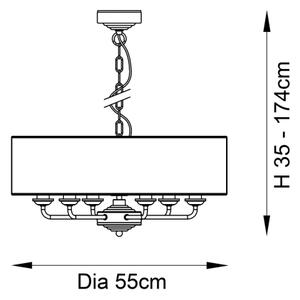 Endon 98933 - Lampadario a sospensione con catena HIGHCLERE 6xE14/40W/230V bianco/ottone