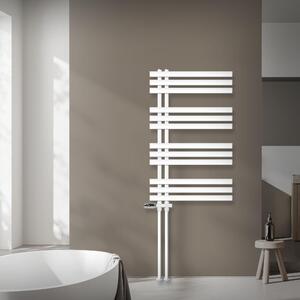 LuxeBath radiatore da bagno Iron EM 600x1000 mm Bianco Attacco laterale con set di collegamento Termostato Passaggio a pavimento, radiatore di design, senza elemento riscaldante