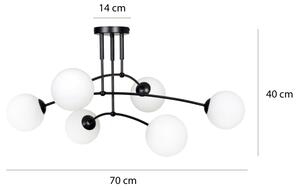 Lampadario a sospensione con supporto rigido PREGOS 6xE14/10W/230V nero/bianco