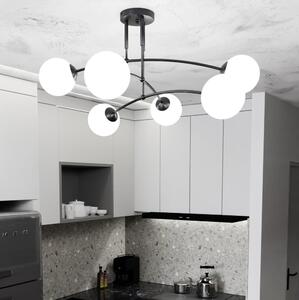 Lampadario a sospensione con supporto rigido PREGOS 6xE14/10W/230V nero/bianco