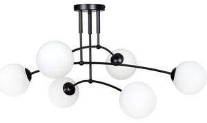 Lampadario a sospensione con supporto rigido PREGOS 6xE14/10W/230V nero/bianco