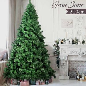 Albero di Natale Gran Sasso Ø130x210 cm 1417 Rami Super Folto con Base a Croce in PVC Verde