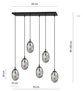Lampadario a sospensione con filo ASTRAL 6xE14/10W/230V nero/fumé