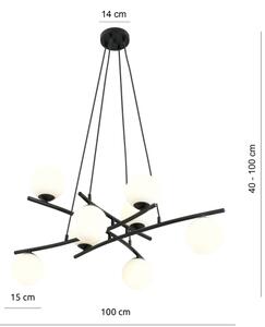 Lampadario a sospensione con filo ESSA 8xE14/10W/230V nero/bianco
