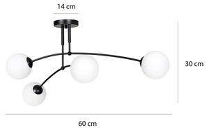 Lampadario a sospensione con supporto rigido PREGOS 4xE14/10W/230V nero