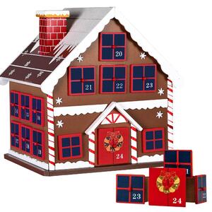 Calendario dell'Avvento Casetta 30x29x24,5 cm con 24 Cassetti in Legno Multicolore