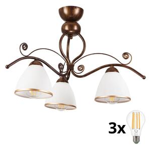 Brilagi - Lampadario a plafone LED ANTICO 3xE27/60W/230V patina di bronzo