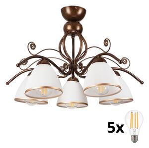 Brilagi - Lampadario a plafone LED ANTICO 5xE27/60W/230V patina di bronzo