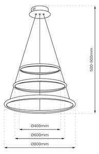 Lampadario LED a sospensione con filo HOOP LED/93W/230V diametro 80 cm 4000K cromo lucido