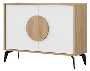 Cassettiera bassa in rovere decorata in bianco e naturale 110x82 cm Vae - Marckeric
