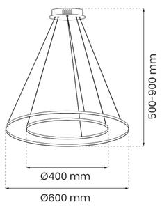 Lampadario LED a sospensione con filo HOOP LED/51W/230V diametro 60 cm 4000K oro