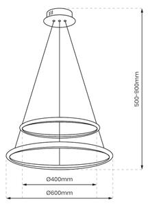 Lampadario LED a sospensione con filo HOOP LED/51W/230V diametro 60 cm 4000K cromo lucido