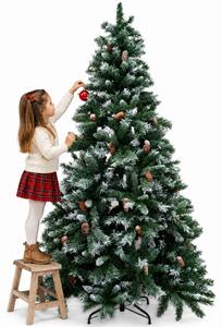 Albero di Natale Innevato Tirolese 240 cm Foltissimo con Pigne Bianco