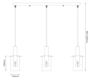 Lampadario a sospensione con filo ARCADIA 3xE27/60W/230V nero/fumé