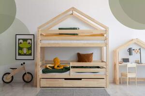 Letto da bambini di colore naturale con contenitore con rete inclusa 90x200 cm DMPB – Adeko