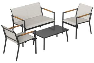 Outsunny Set Mobili da Giardino per 4 Persone, Lounge Traspirante con Divano 2 Posti, 2 Poltrone e Tavolo in Metallo | Aosom Italy