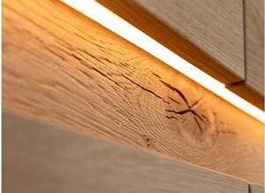 Cassettiera moderna in legno massello naturale con illuminazione LED
