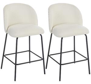 HOMCOM Set 2 Sgabelli da Bar in Tessuto con Schienale e Poggiapiedi, Altezza Sedut 68 cm, Crema | Aosom Italy