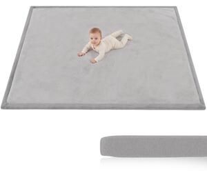 AIYAPLAY Tappeto per Bambini in Schiuma e Flanella, Antiscivolo, 180x150 cm, Grigio Chiaro | Aosom Italy